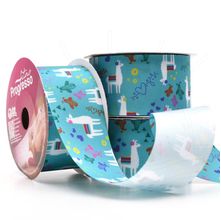 Fita Gorgurão lhama Fundo Tiffany 38mm 10 Metros - Progresso