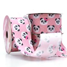 Fita Gorgurão Panda Fundo Rosa 38mm 10 Metros - Progresso