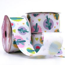 Fita Gorgurão Cactus Fundo Branco 38mm 10 Metros - Progresso