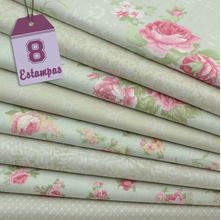 Kit de Tecido Millyta Shabby Romantic Verde (30x70) 8 Estampas