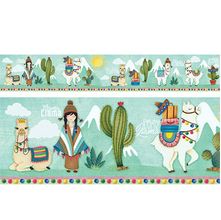 Barra Adesiva para Decoupage BDA X 123 - Lhama com Fundo Verde - 62 x 10 cm