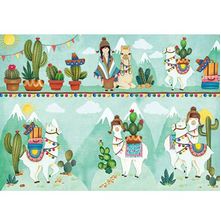 Papel Decoupage Litoarte PD 989 - Lhama com Fundo Verde - 50 x 34,3cm
