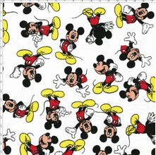 Tecido Estampado para Patchwork - Coleção Disney Mickey Mouse Fundo Branco  (0,50x1,50)