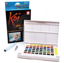 Estojo de Aquarela Koi Water Colors Portátil com Pincel Auto Umedecido - 48 cores