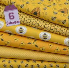 Kit de Tecido Bee Buzz Mostarda (30X70) 6 Estampas
