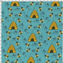 Tecido Estampado para Patchwork - Bee Buzz: Bee Buzz Jade (0,50x1,40)