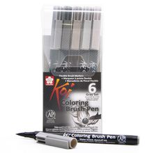 Marcador Pincel Koi Coloring Brush Tons de Cinza - 6 cores