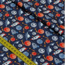 Tecido Estampado para Patchwork - Astronautas: Naves e Planetas (0,50x1,40)