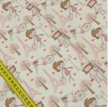 Tecido Estampado para Patchwork - Paris: Compras em Paris Coral (0,50x1,40)