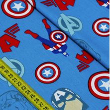 Tecido Estampado para Patchwork - Marvel: Capitão América Fundo Azul (0,50x1,50)