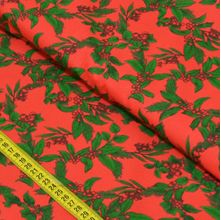 Tecido Estampado para Patchwork - Natal: Holly Fundo Vermelho (0,50x1,40)