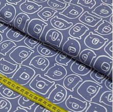 Tecido Estampado para Patchwork - Inspiração Escandinava: Urso Azul (0,50x1,50)