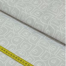 Tecido Estampado para Patchwork - Inspiração Escandinava: Urso Cinza (0,50x1,50)