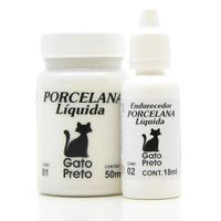 Porcelana Líquida Gato Preto Branco