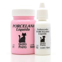 Porcelana Líquida Gato Preto Rosa bebê