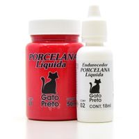 Porcelana Líquida Gato Preto Vermelho natal