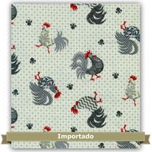 Tecido Estampado para Patchwork - Galos Ornamentais Barrado (0,50x1,10)