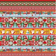 Tecido Estampado para Patchwork - Natal 338508 Barrado Amigos do Natal Cor 310 (0,60x1,40)