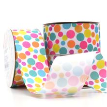 Fita Gorgurão Cinderela nº09 38mm com 10 Metros - Bolas Fundo Branco 870
