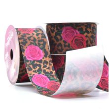 Fita Gorgurão Animail Print Leopardo Floral 38mm 10 Metros - Progresso