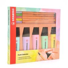 Kit Stabilo Pastel: 5 Marca Texto Stabilo Boss + 5 Stabilo Point 88