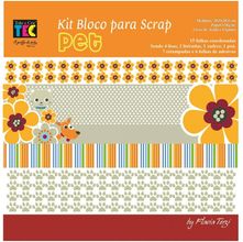 Kit para Scrapbook by Flavia Terzi - Pet com 15 Folhas + 6 Folhas de Adesivos