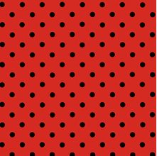 Tecido Estampado para Patchwork - Estilotex Luxo: Poá Preto/Vermelho Cor 11 (0,50x1,40)