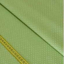 Tecido Estampado para Patchwork - Coração de Pano: Poá Branco com Fundo Verde (0,50x1,50)