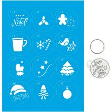Kit Mini Stencil Natal Chaveiro Biscoito, Pinheiro, Bolas de Natal - STMIN-001
