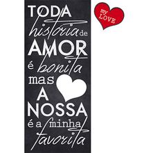 Placa Decorativa Litoarte 19,6x44cm - Toda História de Amor