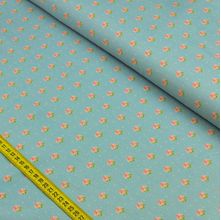 Tecido Estampado para Patchwork - Coração de Pano: Floral com Poá Fundo Azul (0,50x1,50)