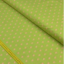 Tecido Estampado para Patchwork - Coração de Pano: Floral com Poá Fundo Verde (0,50x1,50)