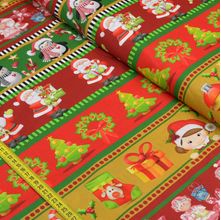 Tecido Estampado para Patchwork - Natal: Barrado Noel (0,50x1,50)