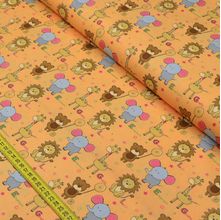 Tecido Estampado para Patchwork - Baby Train: Bichinhos e Letras Pêssego (0,50x1,40)