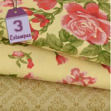 Kit de Tecido Roses In Bloom Bege (50x150) 3 Estampas