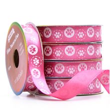 Fita de Cetim Pegada Cachorro Rosa Cor 164 - 15mm com 10 metros