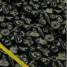 Tecido Estampado para Patchwork - Vegan Life: Legumes Monochrome Preto (0,50x1,50)