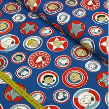 Tecido Estampado para Patchwork - Snoopy: Buttons Fundo Azul (0,50x1,50)