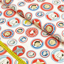 Tecido Estampado para Patchwork - Snoopy: Buttons Fundo Branco (0,50x1,50)