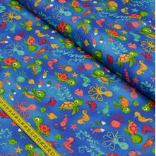 Tecido Estampado para Patchwork - Fundo do Mar: Tartarugas (0,50x1,50)