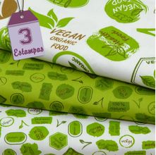 Kit de Tecido Vegan Life: Label (30x70) 3 Estampas