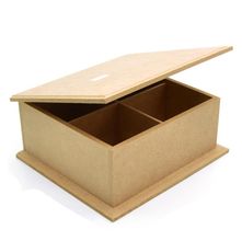 Caixa Chá Dobradiça com 4 Divisórias em MDF - 21x18x7cm
