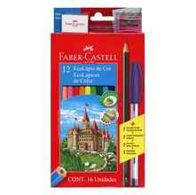 Lápis de Cor Faber-Castell - 12 Cores + Kit Escolar