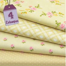 Kit de Tecido Coração de Pano: Bege (50x150) 4 Estampas