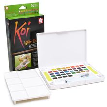 Estojo de Aquarela Koi Water Colors Portátil com Pincel Auto Umedecido - 36 cores