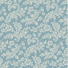 Tecido Estampado para Patchwork - Floral Jacobean: Arabescos Acqua (0,50X1,40)