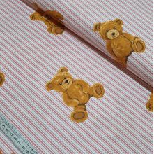 Tecido Estampado para Patchwork - Urso Teddy Bear: Urso com Listras Rose (0,50x1,40)