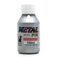 Tinta Metal Mega PVA Metálica 100ml - Gato Preto
 301 - prata