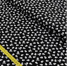 Tecido Estampado para Patchwork - Essentials Mini Caveira Branca com Fundo Preto (0,50x1,50)
