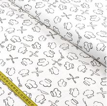 Tecido Estampado para Patchwork - Essentials Chapéu Chefe Fundo Branco (0,50x1,50)